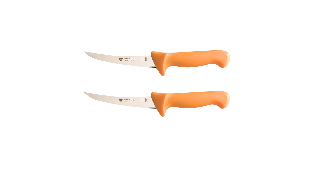 WOLFCUT SoftGrip GOLD-Serie - Metzgermesser-Set-2-tlg-Ausbeinmesser 13 cm steife Klinge