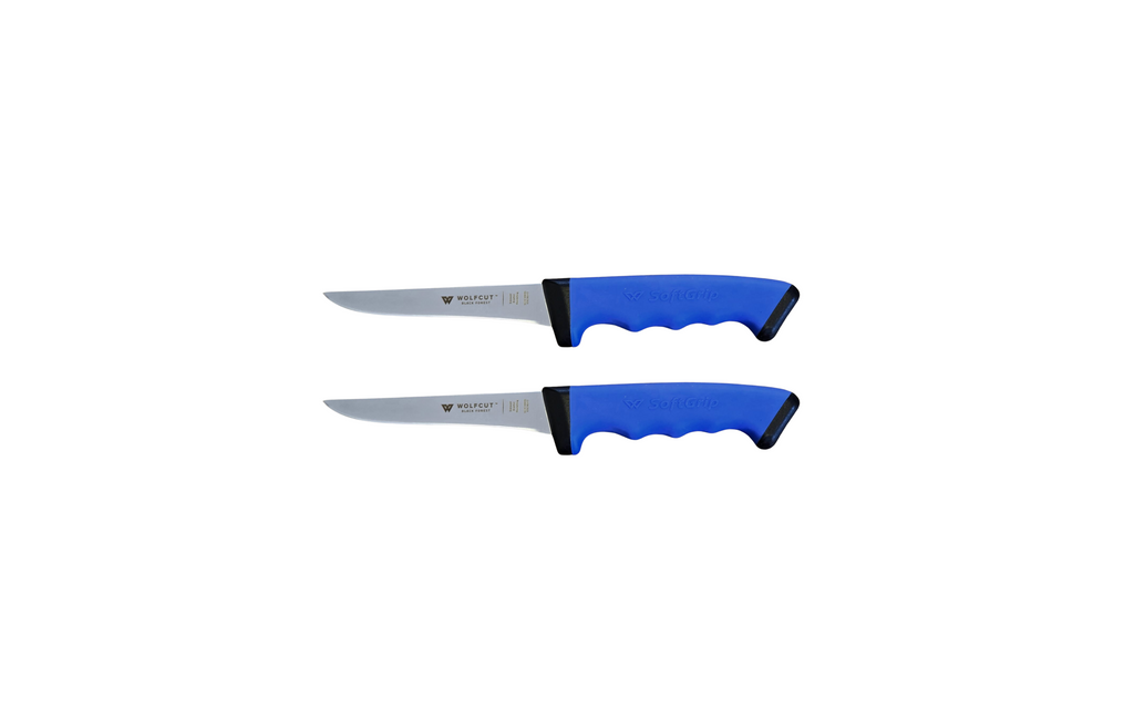 WOLFCUT SoftGrip BLUE-Serie - Metzgermesser-Set-2-tlg-Ausbeinmesser 13 cm Klinge