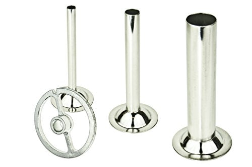 WOLFCUT - Wurstfülltrichter 3er-Set + Führungsscheibe kompatibel mit allen gängigen Fleischwolf Marken Größe 22 INOX