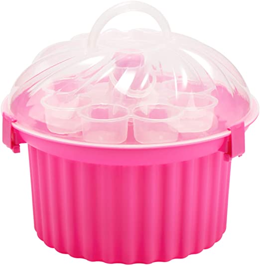 Muffin / Cupcake Transportbox rund in Pink für 24 Stk.