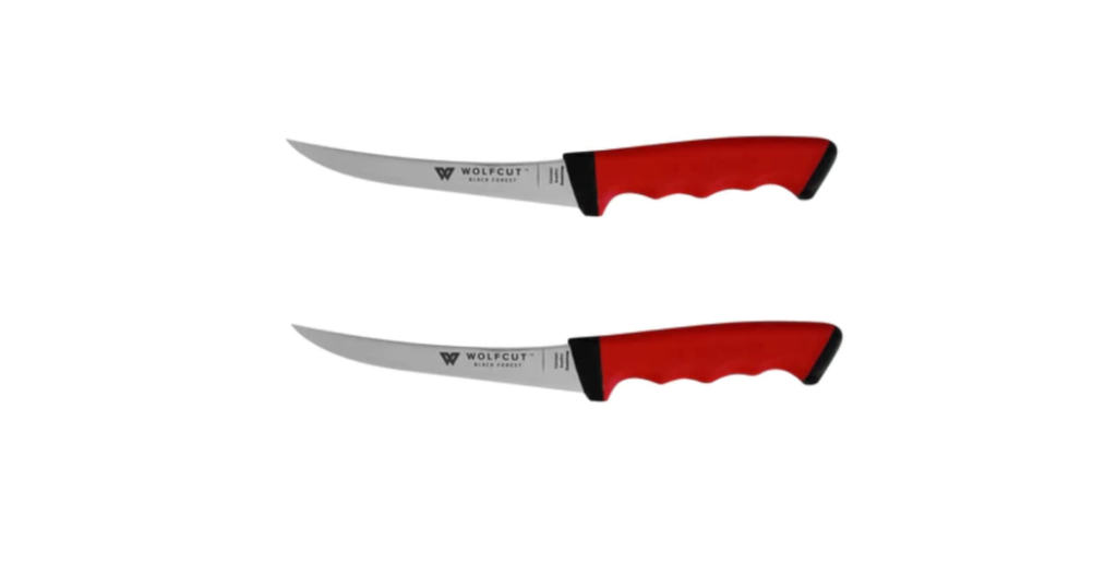 WOLFCUT SoftGrip RED-Serie - Metzgermesser-Set 2-tlg. - Ausbeinmesser 15 cm gebogene flex Klinge