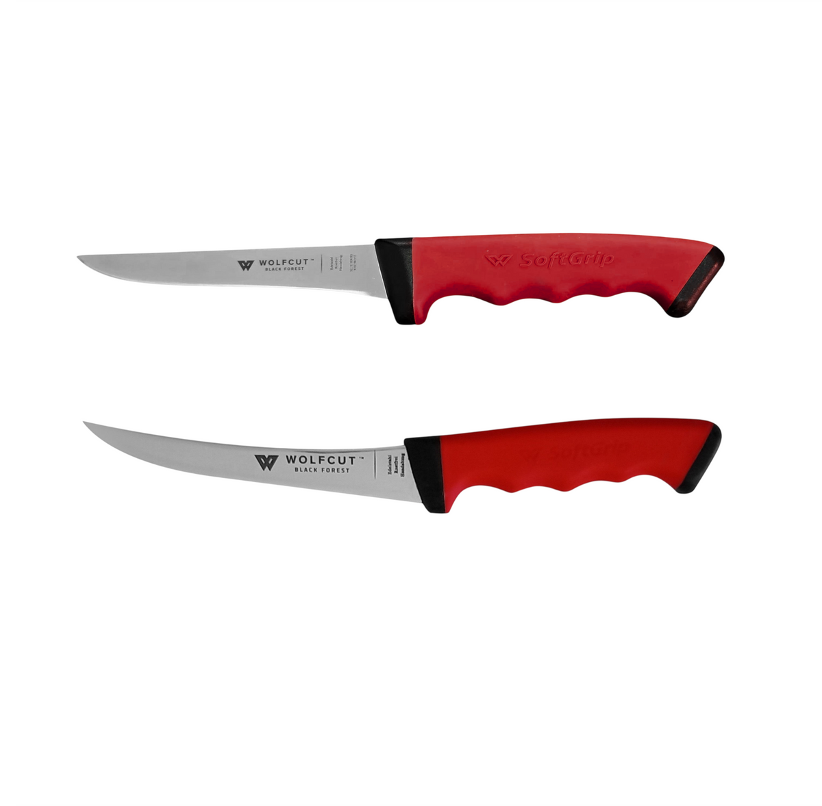 WOLFCUT SoftGrip RED-Serie - Metzgermesser-Set-2-tlg-Ausbeinmesser 13 cm gerade und gebogene Klinge
