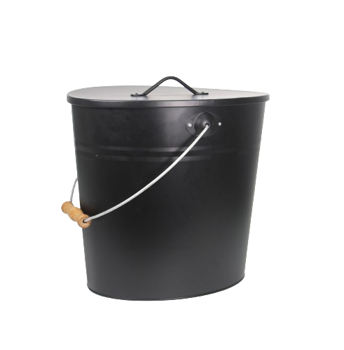 Ascheeimer 24 L für Kamin, Ofen & Grill schwarz 39 x 27 x 35 cm